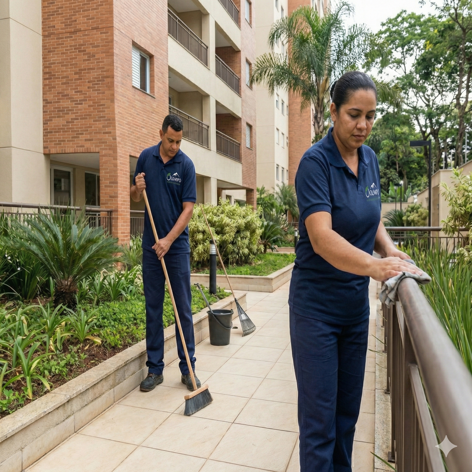 Equipe de limpeza profissional